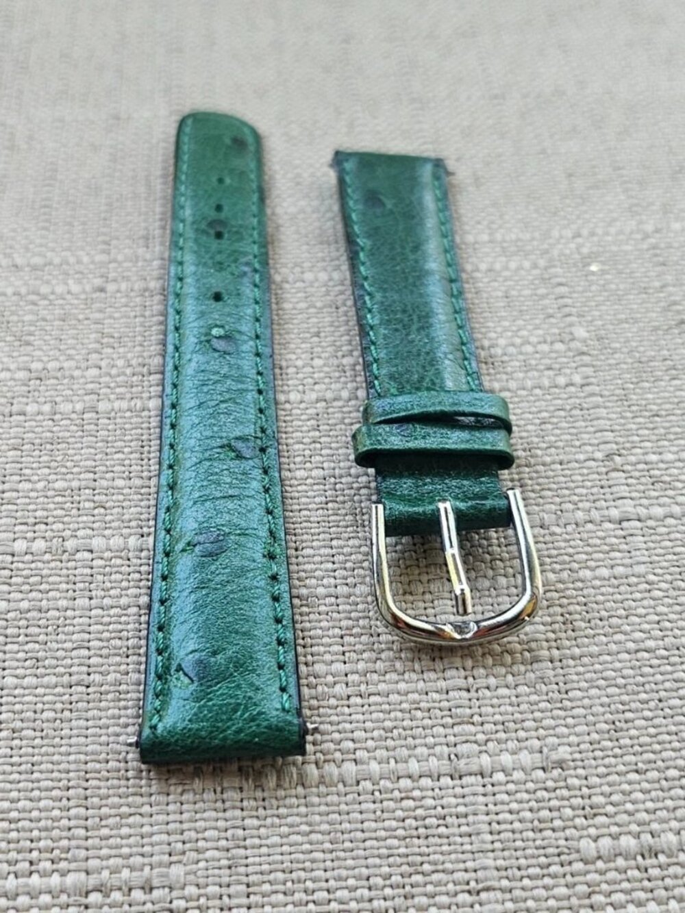 Replacement Band for Watch Green Genuine Leather Strap Pin Buckle Size 14mm New